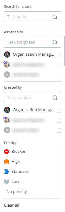 Filter tasks in CELUM WorkRoom